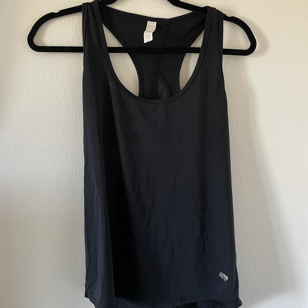 Black workout tank with mesh